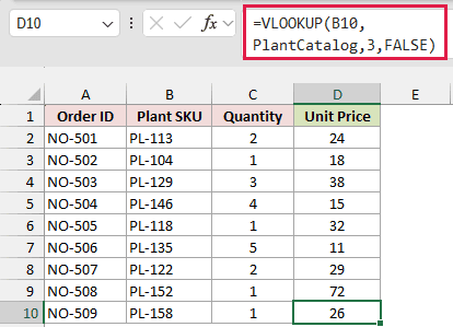 The new Calathea order returns 26 without any change to the formula.