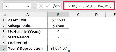 =VDB(B1,B2,B3,B4,B5) in B6