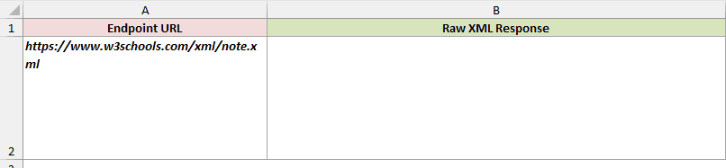 WEBSERVICE example 1: dataset and empty result cells