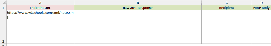 WEBSERVICE example 2: dataset and empty result cells