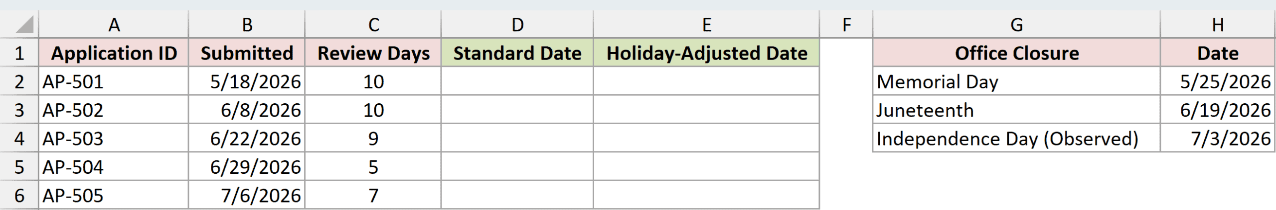 Dataset for WORKDAY example 2