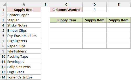 Dataset for WRAPCOLS example 4