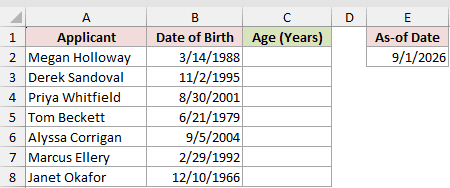 Dataset for YEARFRAC example 2