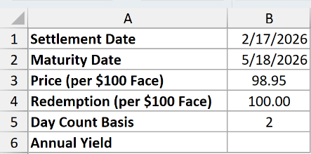 Dataset for YIELDDISC example 1