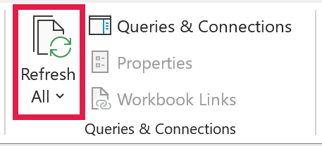 Refresh All command on the Data tab.