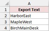 Three original branch labels in column A contain embedded tab and linefeed control characters.