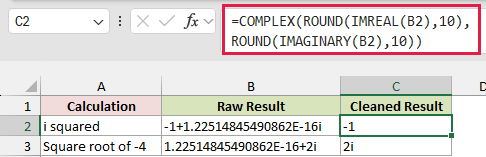 COMPLEX and ROUND formula in C2 cleaning up the tiny rounding errors