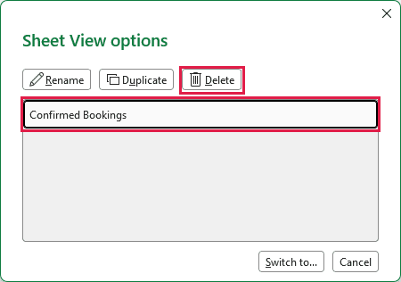 Select the saved view and choose Delete.