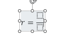 The equation box shows r = followed by a stacked fraction with two empty dotted placeholders.