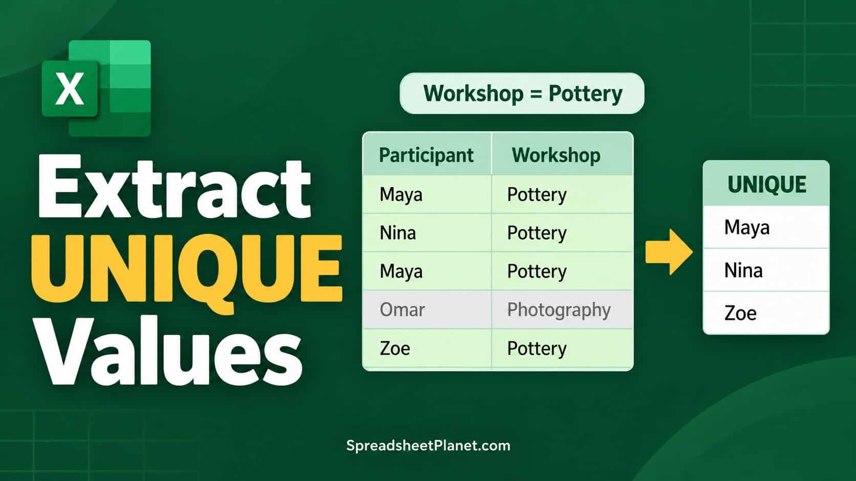 How to Extract Unique Values Based on Conditions in Excel