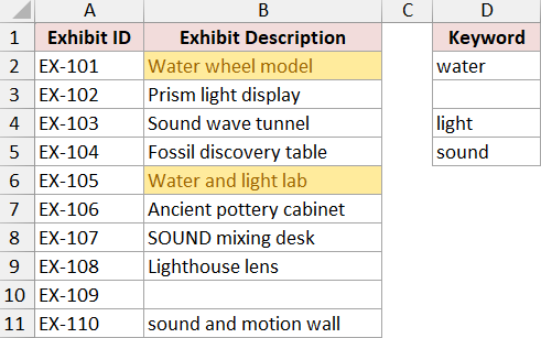 Water wheel model and Water and light lab highlighted after the first rule.