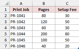 PrintJobs table with page counts used to label each job Bulk or Standard.