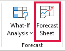 Forecast Sheet in the Data tab Forecast group