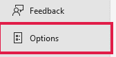 Options command in Excel's File menu