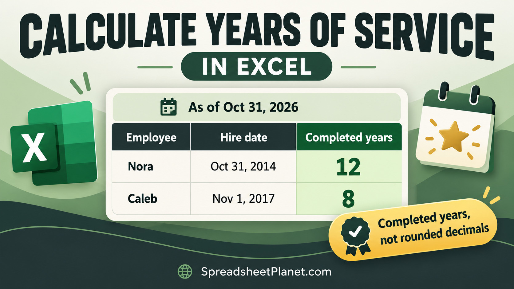 How to Calculate Years of Service in Excel